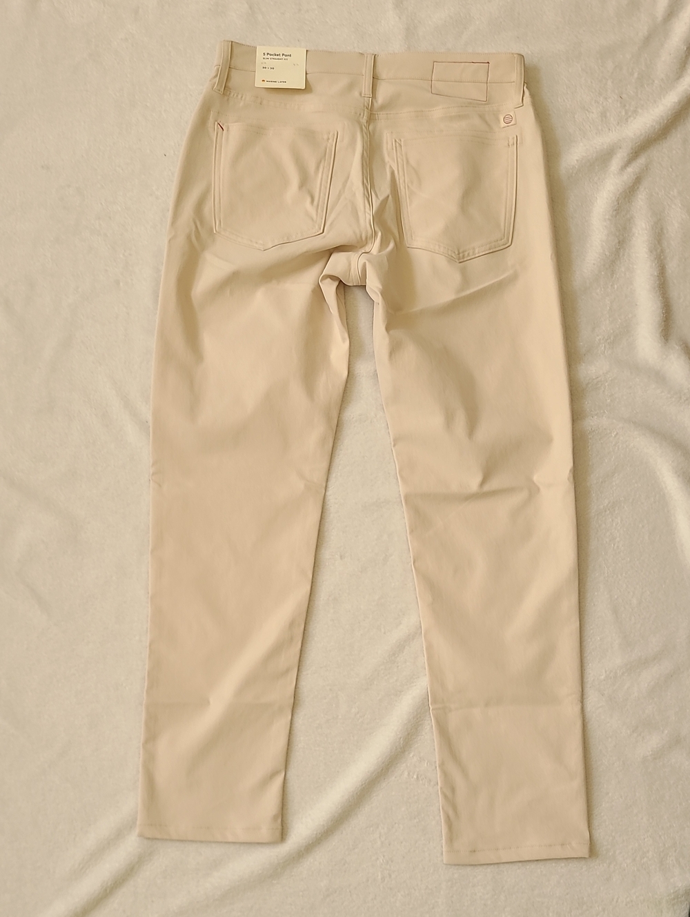 Marine Layer NEW The 5-Pocket Undercover Tech Pant 30x30 Bone Slim Straight Fit - Picture 7 of 8